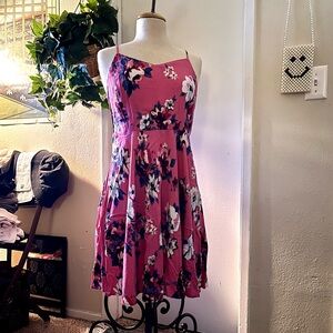 Old Navy Floral Mini Dress in Vibrant Pink